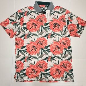 Puma Coral Floral Golf Polo Size Large Poipu Bay Golf Club NWT 0200 A1